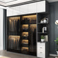Modern Style Glass Wardrobe 1-Drawer Bedroom Wardrobe Closet Clearhalo 'Armoires & Wardrobes' 'armoires_wardrobes' 'Bedroom Furniture' 'furn' 'furn_armoires_wardrobes' 'Furniture' 1200x1200_f18e2526-4965-49be-86a0-98c2f922d9d8