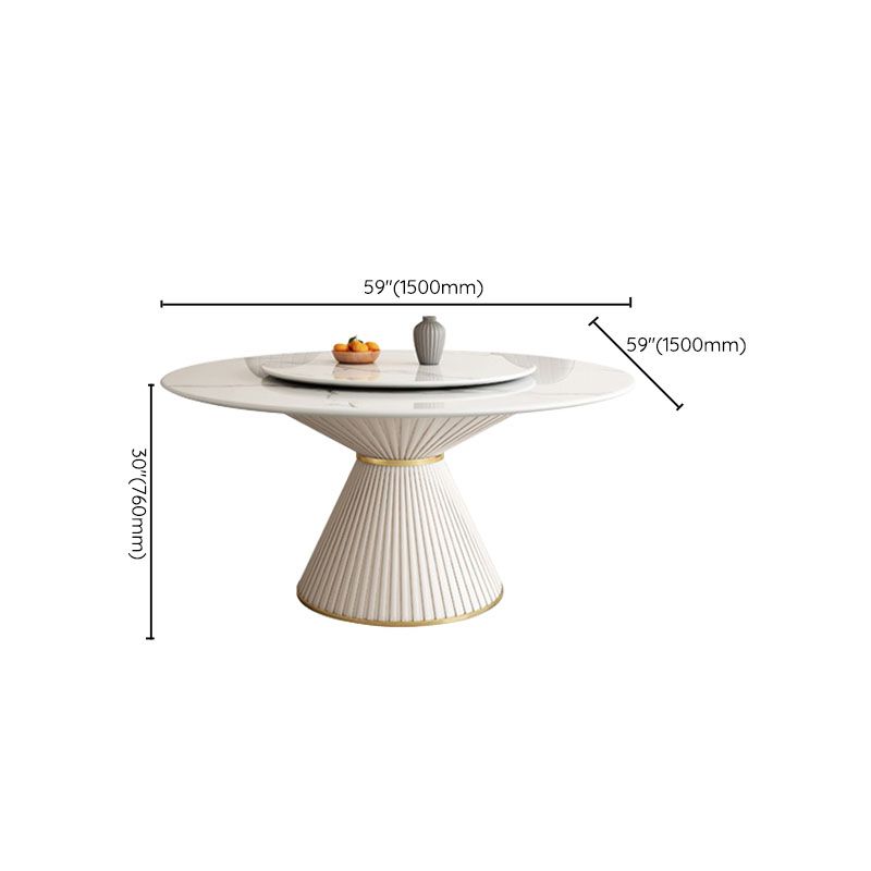 Glam Pedestal Dining Table White Dining Table with Turntable for Kitchen Clearhalo 'Dining Tables & Seating' 'Dining Tables' 'dining_table' 'furn' 'furn_dining_table' 'Furniture' 'Kitchen & Dining Furniture' 1200x1200_f18e671d-59e3-4fde-924b-b7dc4fa07f5a