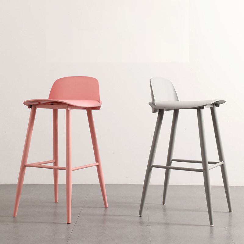 Modern Armless Backrest Counter Stool Steel Household Bar Stool with Plastic Seat Clearhalo 'Bar Furniture' 'Bar Stools' 'bar_stools' 'furn' 'furn_bar_stools' 'furniture_bar_stools' 'Kitchen & Dining Furniture' 'kitchen&dining_furn' 'kitchen' 'kitchen_furn' Furniture' 1200x1200_f190819c-3733-4312-bea0-1cdf1234a807