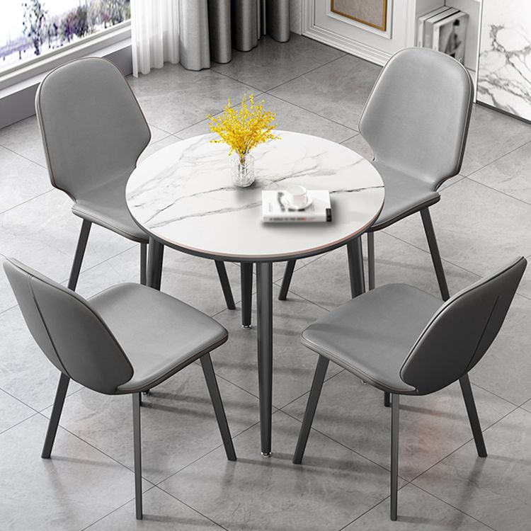 31.5-inch Metal Industrial Dining Table Sintered Stone Top Table with 4 Legs Clearhalo 'Dining Tables & Seating' 'Dining Tables' 'dining_table' 'furn' 'furn_dining_table' 'Furniture' 'furniture_dining_table' 'Kitchen & Dining Furniture' 'kitchen' 'kitchen_dining_table' 1200x1200_f1909a31-1cba-4610-b6ae-c40863b8bfdc
