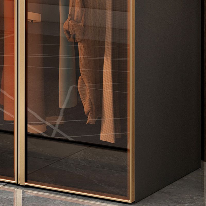 Modern Style Glass Wardrobe Bedroom Wardrobe Closet with Hinged Door