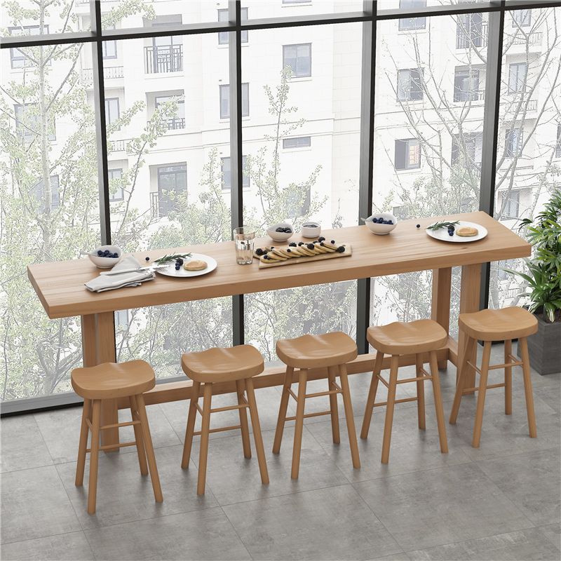 1/6/11 Pieces Modern Rectangle Pub Table Set Wooden Counter Table with Backless Stools Clearhalo 'Bar Furniture' 'furn' 'furn_home_bar_bar_sets' 'Furniture' 'Home Bars & Bar Sets' 'home_bar_bar_sets' 'Kitchen & Dining Furniture' 1200x1200_f1951994-2b9e-4f14-8c44-0d9c0e0d9601