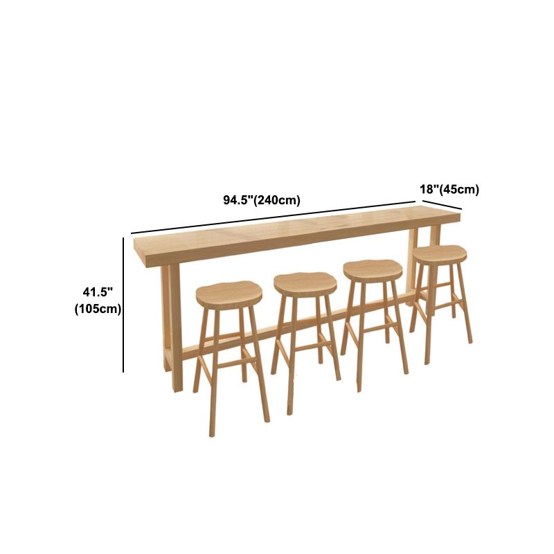 Rechthoekige grenenhouten bistrotafel Moderne pubtafel met houten schraag