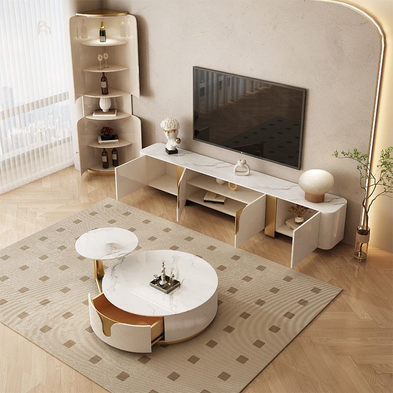 Glam Media Console Stone Media Console TV Stand for Living Room Clearhalo 'furn' 'furn_tv_stands_entertainment_centers' 'Furniture' 'Living Room Furniture' 'TV Stands & Entertainment Centers' 'TV Stands & Media Storage Furniture' 'tv_stands_entertainment_centers' 1200x1200_f1974986-0fa1-402a-8e6e-3b3f118f8198