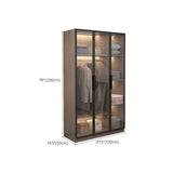 Brown Engineered Wood Wardrobe Cabinet Modern Style Wardrobe Closet without Light