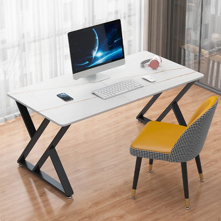 Glam Style Stone Computer Desk Rectangular Office Desk with Metal Legs Clearhalo 'furn' 'furn_office_desk' 'Furniture' 'Office Desks' 'Office Furniture' 'office_desk' 1200x1200_f199bd29-9894-4c11-a148-306ac0dc26e0