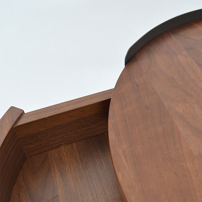 21,2 "tavolo da parte superiore in legno rotondo in legno arrotondata in metallo a 4 gambe tavolino