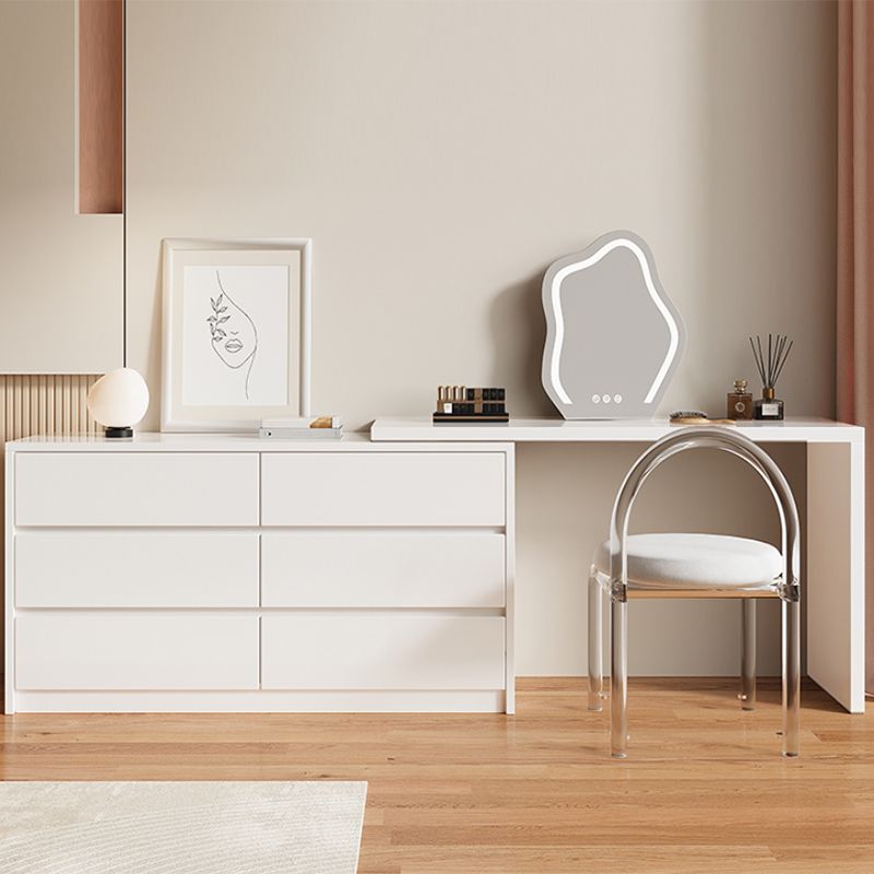引き出し付きモダンな木材白いベッドルームミラーバニティドレッシングテーブル