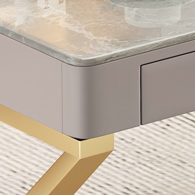 29.25-inch H Classic Glam Writing Desk Desk Curved Stone Office Desk