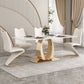 Traditional Luxury Dining Table Sintered Stone Rectangle Dining Table with Gold Frame Clearhalo ' dining_table' 'Dining Tables & Seating' 'Dining Tables' 'furn' 'furn_dining_table' 'Furniture' 'furniture_dining_table' 'Kitchen & Dining Furniture' 'kitchen&dining_furn' 'kitchen' 'kitchen_dining_table' 1200x1200_f19d8088-3f0c-451e-832b-5e028be0ecfe