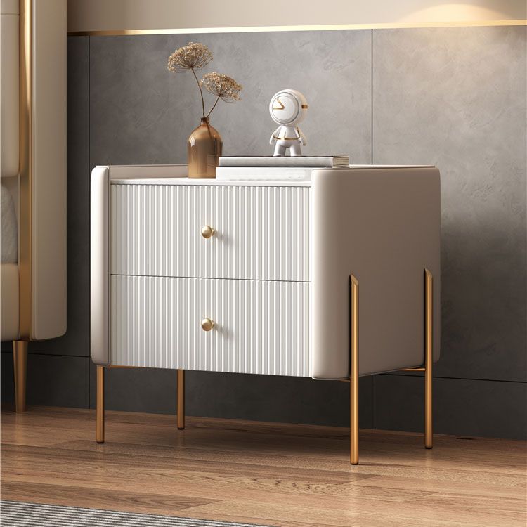 コンテンポラリーストレージナイトテーブルポリッシュフィニッシュアクセントテーブルナイトスタンド2つの引き出し付き