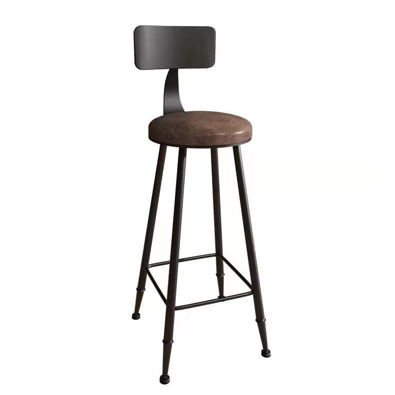 Industrial Armless Backrest Counter Stool Iron Bar Stool with Seat and Pedal