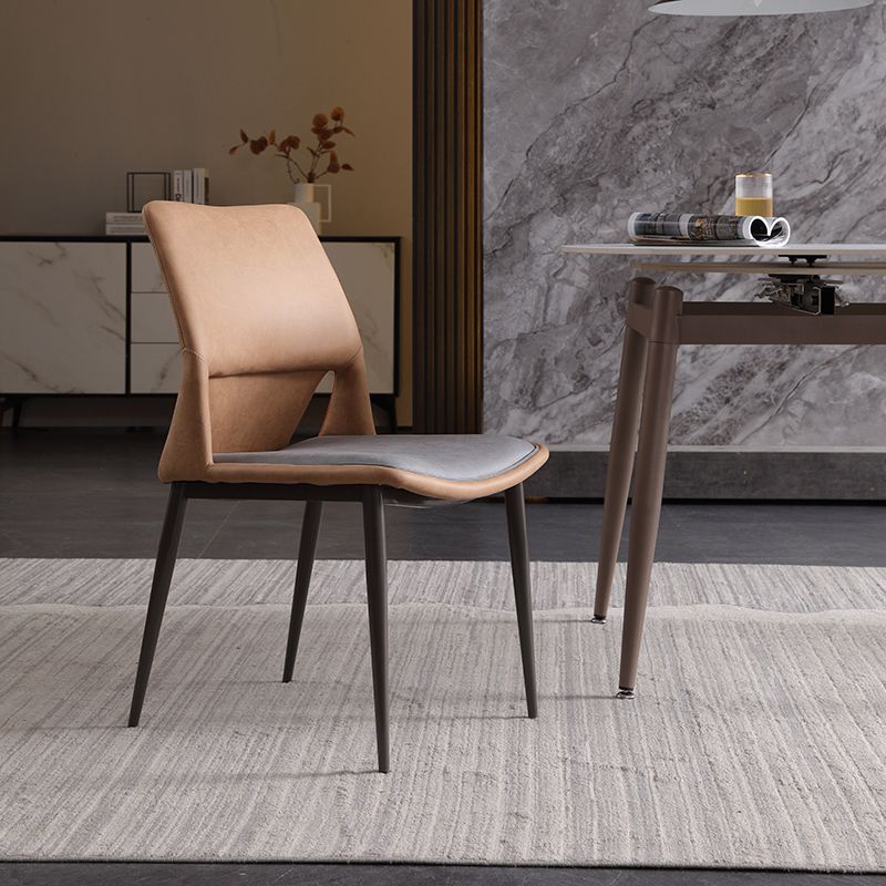 Modern Style Faux Leather Dining Chair Metal Armless Dining Chair for Restaurant Use Clearhalo 'Dining Chairs' 'Dining Tables & Seating' 'dining_chair' 'furn' 'furn_dining_chair' 'Furniture' 'Kitchen & Dining Furniture' 1200x1200_f1a1fe81-488f-4668-b3e3-c34027ea0991