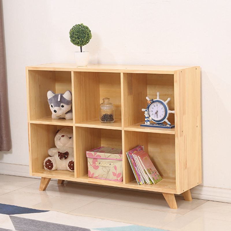 Wooden Natural Bookcase Contemporary Closed Back Standard Bookshelf