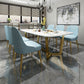 Rectangle White Sintered Stone Top Table Trestle Base Dining Table, Metal in Gold Clearhalo ' dining_table' 'Dining Tables & Seating' 'Dining Tables' 'furn' 'furn_dining_table' 'Furniture' 'furniture_dining_table' 'Kitchen & Dining Furniture' 'kitchen&dining_furn' 'kitchen' 'kitchen_dining_table' 1200x1200_f1a46e11-fbe4-4012-8d92-ecb5c7e15859