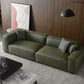 Glam Settee Genuine Leather Living Room Square Arm Cushions Green Standard Sofa