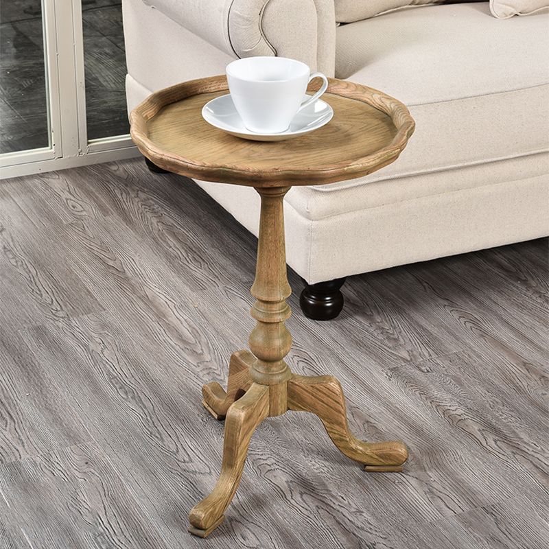 Tavolo d'angolo rustico largo 14 "tavolo laterale rotondo in legno solido