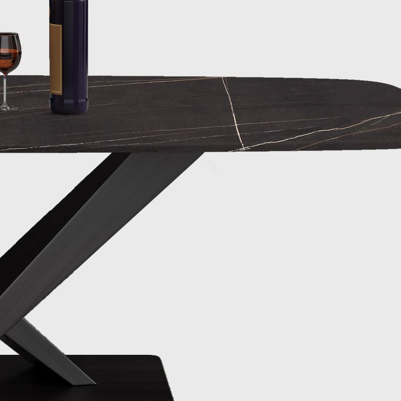Metal Modern Rectangular Dining Table Sintered Stone Table for Dining Room Clearhalo ' dining_table' 'Dining Tables & Seating' 'Dining Tables' 'Furniture' 'furniture_dining_table' 'Kitchen & Dining Furniture' 'kitchen&dining_furn' 'kitchen' 'kitchen_dining_table' 1200x1200_f1ad5961-a059-43c1-b5f9-6bd9e28d2f28