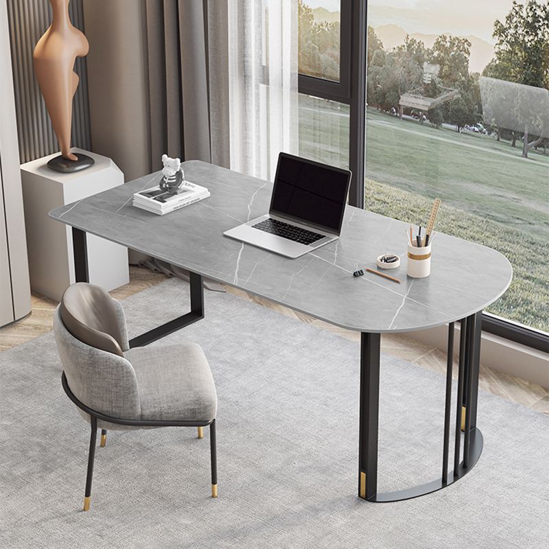 Scrivania da ufficio in pietra industriale da 29,53 pollici con gambe di ferro