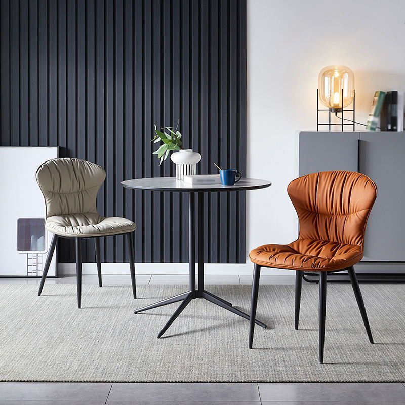 Contemporary Dining Armless Chair Matte Finish Leather Curved Parsons Side Chair Clearhalo ' kitchen&dining_furn' 'Dining Chairs' 'Dining Tables & Seating' 'dining_chair' 'Furniture' 'furniture_dining_chair' 'Kitchen & Dining Furniture' 'kitchen' 1200x1200_f1ae5e3f-4023-47be-86db-619058b8dffd