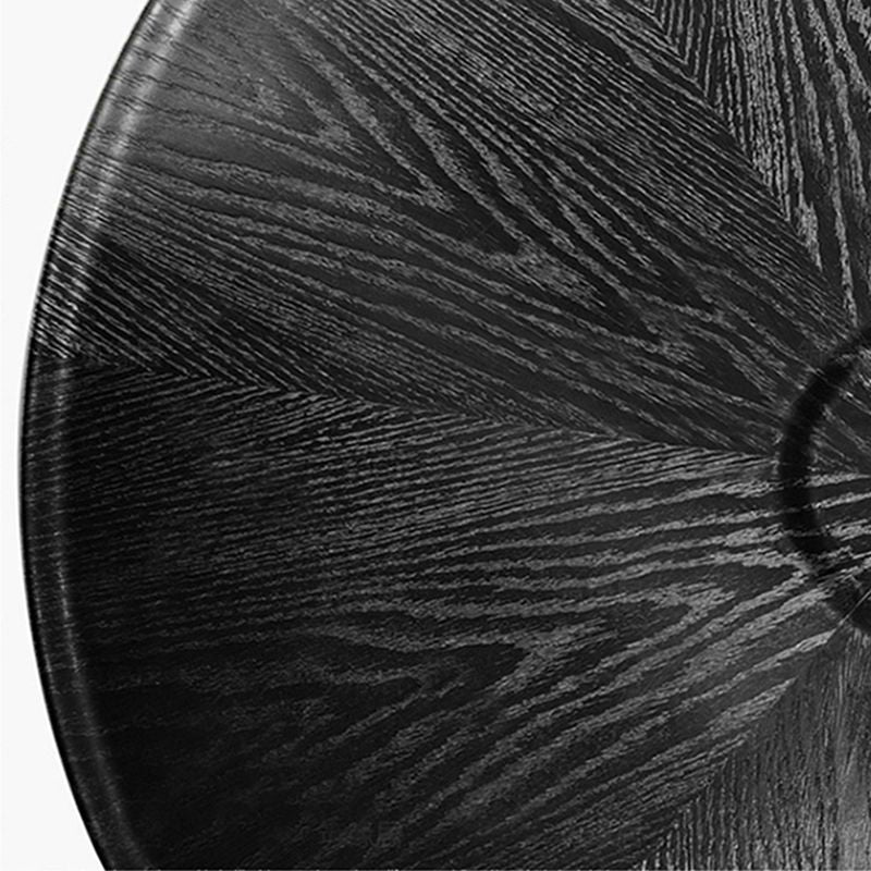 Modern Style Coffee Table with Square Block Base Design Round Glass/wood Table