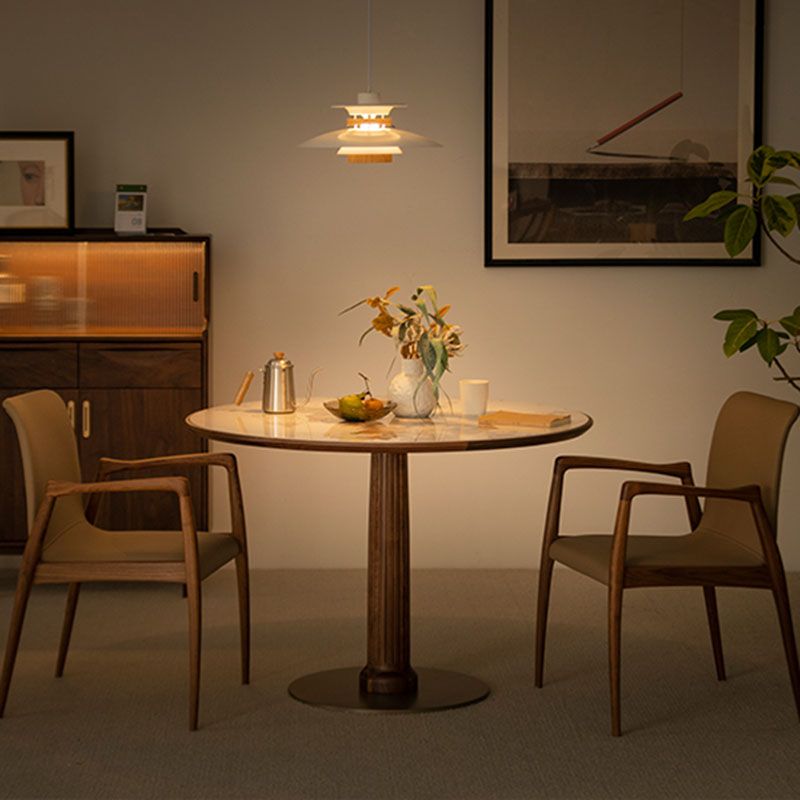 Modern Round Dining Table Wooden Base Dinner Table for Dining Room Clearhalo 'Dining Tables & Seating' 'Dining Tables' 'dining_table' 'furn' 'furn_dining_table' 'Furniture' 'Kitchen & Dining Furniture' 1200x1200_f1b1f84d-010f-4196-9355-a09ad7e39c49