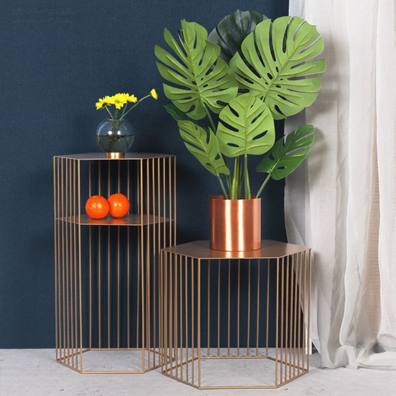 Black/white/gold Geometric Top Side Table Ironcraft Frame End Table Clearhalo 'Coffee & Accent Tables' 'End & Side Tables' 'end_side_tables' 'furn' 'furn_end_side_tables' 'Furniture' 'Living Room Furniture' 1200x1200_f1b2f9e8-330f-4483-ad9e-916e5ff1b3d7