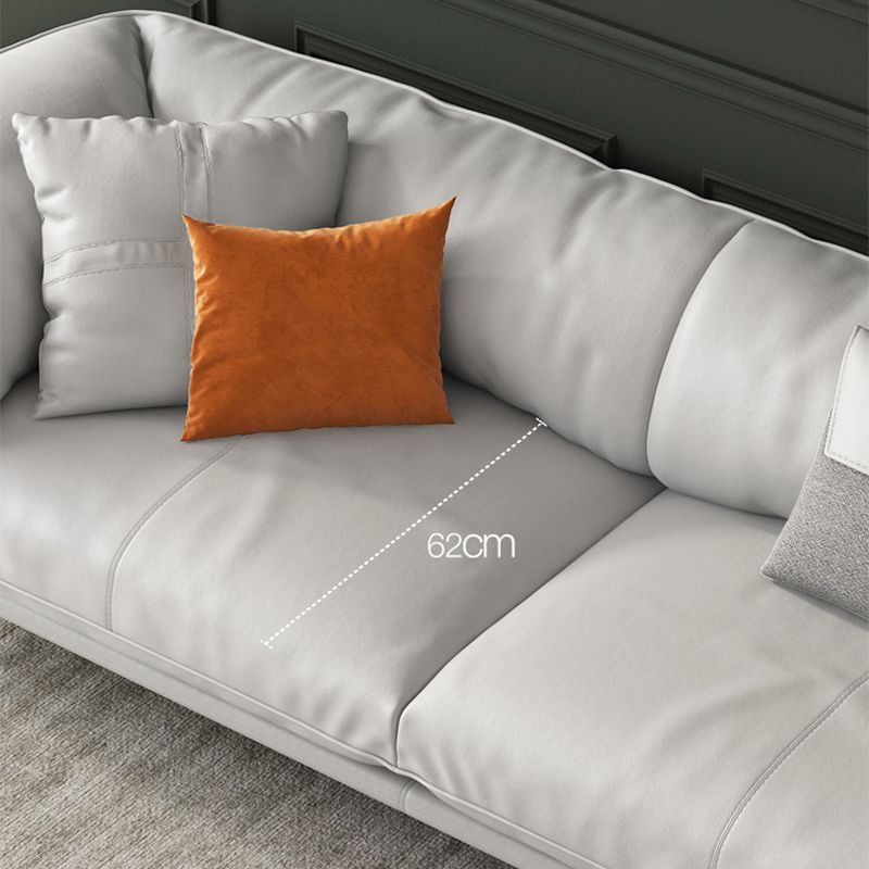 White Sectional Feather Padded Leather Sofa with Pillow Back Clearhalo 'furn' 'furn_sectionals' 'Furniture' 'furniture_sectionals' 'Living Room Furniture' 'Sectionals' 1200x1200_f1b409c2-ff6a-43a7-99c3-d9762c46a114