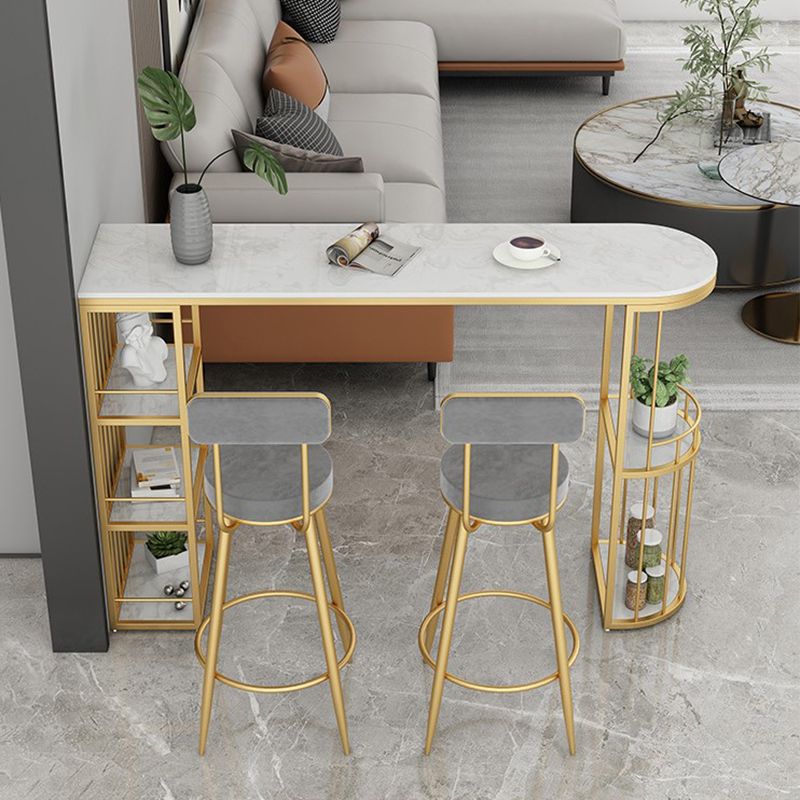 Stone Bar Dining Table Glam Bar Table with Double Pedestal for Dining Room Clearhalo 'Bar Furniture' 'Bar Tables' 'bar_tables' 'furn' 'furn_bar_tables' 'Furniture' 'furniture_bar_tables' 'Kitchen & Dining Furniture' 1200x1200_f1b74884-fb01-4387-a9d7-1596b0fc0c2f
