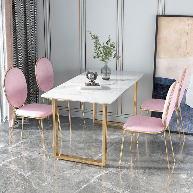 Glam 1/2/5 Pieces Dining Set Rectangle Stone Dining Table for Dining Room Clearhalo 'Dining Room Sets' 'Dining Tables & Seating' 'dining_room_set' 'furn' 'furn_dining_room_set' 'Furniture' 'furniture_dining_room_set' 'Kitchen & Dining Furniture' 1200x1200_f1ba0eb3-b32a-49cb-ae93-16819dd75854