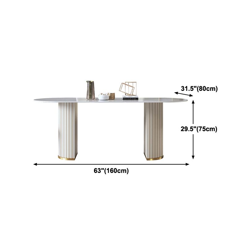 Glam Sintered Stone White Dining Table Oval Standard Dining Table for Kitchen Clearhalo ' dining_table' 'Dining Tables & Seating' 'Dining Tables' 'furn' 'furn_dining_table' 'Furniture' 'furniture_dining_table' 'Kitchen & Dining Furniture' 'kitchen&dining_furn' 'kitchen' 'kitchen_dining_table' 1200x1200_f1bb1cc9-5804-409a-9920-7ef3eab66ee1