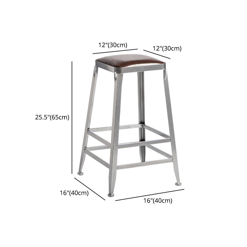 Armless Indoor Barstool Industrial Leather Counter Stool Brushed Silver Clearhalo 'Bar Furniture' 'Bar Stools' 'bar_stools' 'furniture_bar_stools' 'Kitchen & Dining Furniture' 'kitchen&dining_furn' 'kitchen' 'kitchen_furn' Furniture' 1200x1200_f1bb1d19-4dd7-4f28-8e24-12fd666ea844
