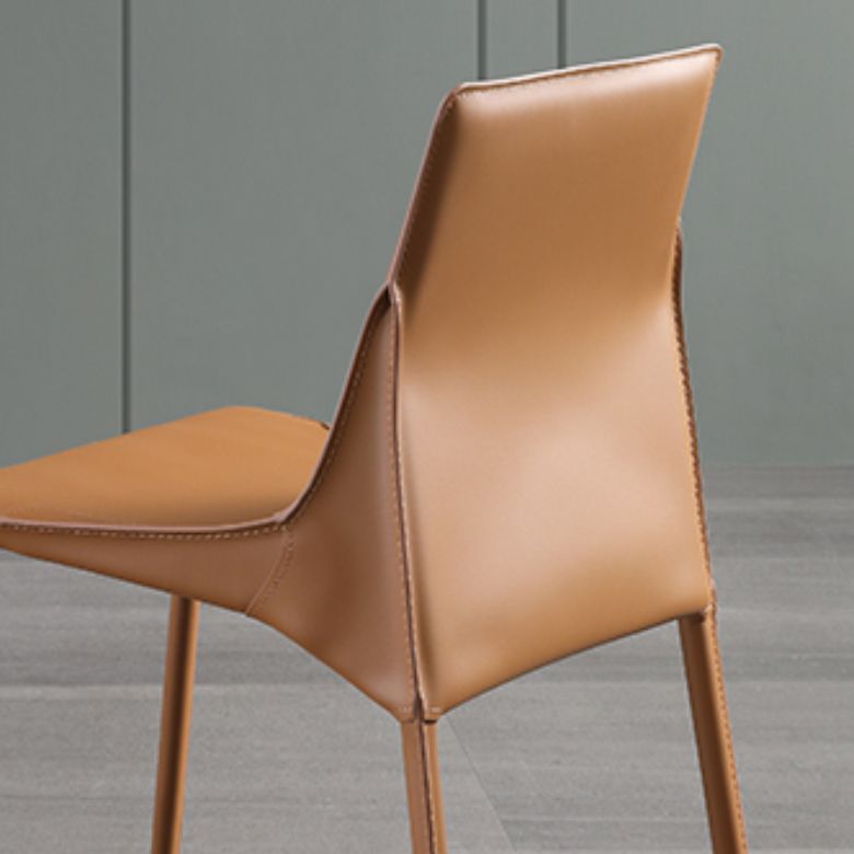 Faux lederen eigentijdse armloze stoel huis metalen eetkamerstoel