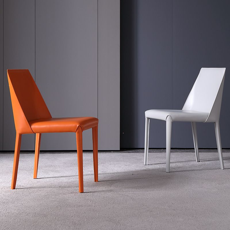 Sillas de comedor sin brazo de cuero sintética silla lateral de comedor moderno