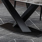 Industrial Style Sintered Stone Table Rectangle Table with Metal Legs for Home