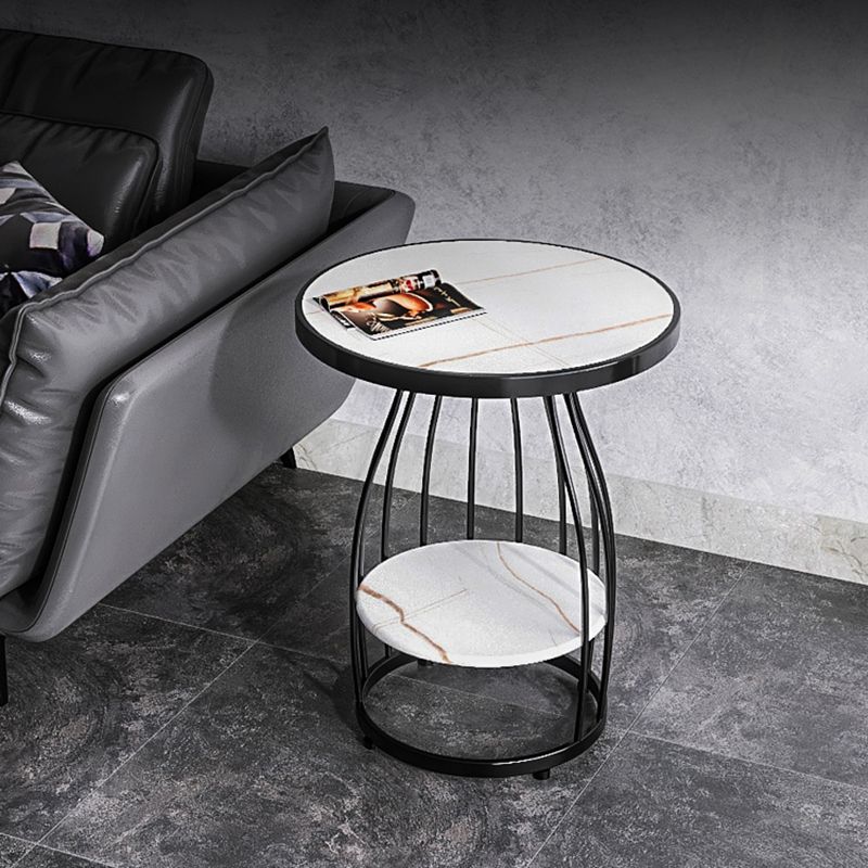 Table d'appoint à cadre moderne table de canapé rond avec rangement
