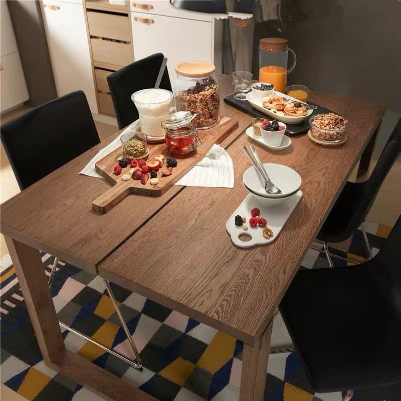 Rectangle Brown Base Dining Table Modern Ash Wood Table for Kitchen