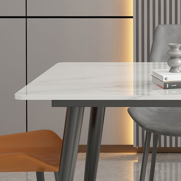 Tavolo da pranzo in pietra rettangolo bianco tavolo in acciaio industriale 4 piedi