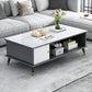 Rectangle White and Grey Modern Coffee Table with Four Legs for Living Room Clearhalo 'Coffee & Accent Tables' 'Coffee Tables' 'coffee_tables' 'furn' 'furn_coffee_tables' 'Furniture' 'furniture_coffee_tables' 'Living Room Furniture' 1200x1200_f1c200cb-c98c-46d1-88ce-a244df6554e0