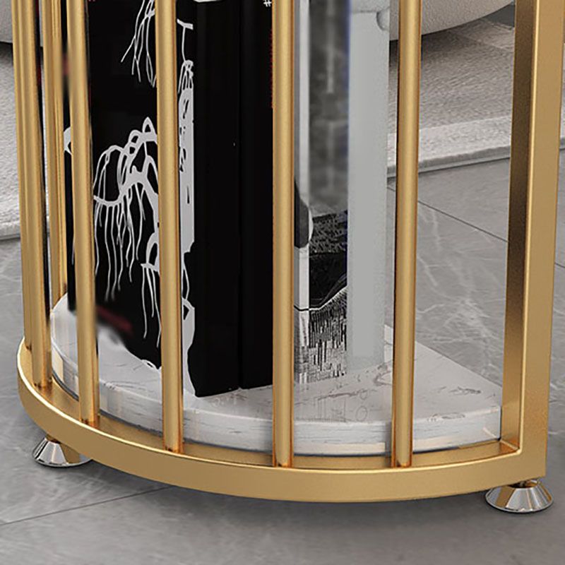 Glam Style 41.3"H Bar Table Marble White Top Specialty Bistro Table with Shelves Clearhalo 'Bar Furniture' 'Bar Tables' 'bar_tables' 'furn' 'furn_bar_tables' 'Furniture' 'furniture_bar_tables' 'Kitchen & Dining Furniture' 'kitchen&dining_furn' 'kitchen' 1200x1200_f1c44ac8-0719-4810-8dc7-44ee7f0ac1b3