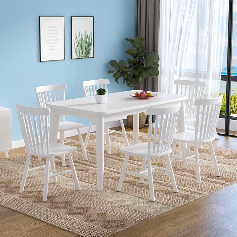 Modern Style White Dining Table Rectangle Solid Wood Dining Table with 4 Legs Clearhalo ' dining_table' 'Dining Tables & Seating' 'Dining Tables' 'Furniture' 'furniture_dining_table' 'Kitchen & Dining Furniture' 'kitchen&dining_furn' 'kitchen' 'kitchen_dining_table' 1200x1200_f1c58bae-0303-456c-9031-c03cf0960ae8