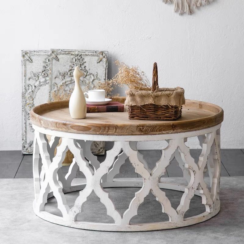 Rustic Solid Wood/Metal Round Distressed Living Room Accent Side Table Clearhalo 'Coffee & Accent Tables' 'End & Side Tables' 'end_side_tables' 'furn' 'furn_end_side_tables' 'Furniture' 'Living Room Furniture' 1200x1200_f1c5e0db-480f-4936-aae0-05afd9b05451