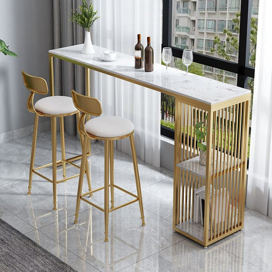 Faux Marble Bistro Bar Table Modern Rectangle Bar Table with Storage Clearhalo 'Bar Furniture' 'Bar Tables' 'bar_tables' 'furn' 'furn_bar_tables' 'Furniture' 'Kitchen & Dining Furniture' 1200x1200_f1c69f0c-1da9-4531-a4af-aef36def4b19
