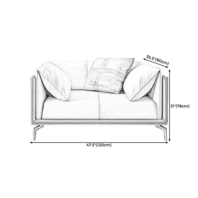 Standard Square Arm Loveseat Grey Loose Back Leather Bench Seating Clearhalo 'furn' 'furn_sofas' 'Furniture' 'furniture_sofas' 'kitchen' 'kitchen_sofas' 'Living Room Furniture' 'Sofa' 'sofas' 1200x1200_f1c75f0c-99db-4c5d-80bd-f70a9293e79d