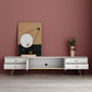 Glam 18 - Inch H TV Console , Grey / White Wood TV Stand with 4 - Drawers for Living Room