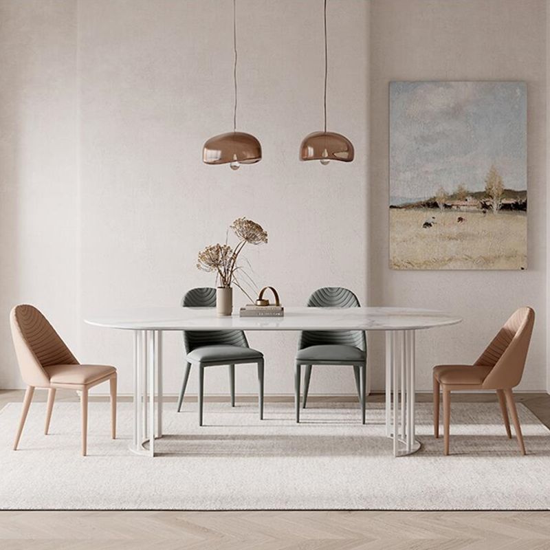 Metal Modern Double Pedestal Dining Table Sintered Stone Top Table for Dining Room and Kitchen Clearhalo ' dining_table' 'Dining Tables & Seating' 'Dining Tables' 'furn' 'furn_dining_table' 'Furniture' 'furniture_dining_table' 'Kitchen & Dining Furniture' 'kitchen&dining_furn' 'kitchen' 'kitchen_dining_table' 1200x1200_f1ca37c8-ba73-44c6-96e4-40c5307b7365