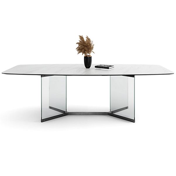 Modern Style White Dining Table Rectangle Sintered Stone Table with Acrylic Base Clearhalo ' dining_table' 'Dining Tables & Seating' 'Dining Tables' 'furn' 'furn_dining_table' 'Furniture' 'furniture_dining_table' 'Kitchen & Dining Furniture' 'kitchen&dining_furn' 'kitchen' 'kitchen_dining_table' 1200x1200_f1cb1066-157a-40ad-8a7a-c7788c8bbf02