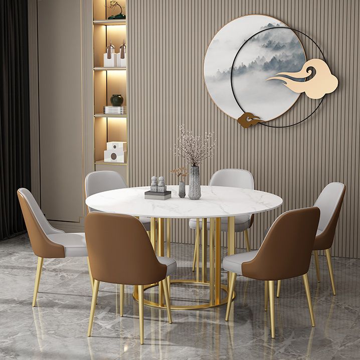 Round Sintered Stone Dining Table Traditional Luxury Dining Table with Gold Base Clearhalo ' dining_table' 'Dining Tables & Seating' 'Dining Tables' 'furn' 'furn_dining_table' 'Furniture' 'furniture_dining_table' 'Kitchen & Dining Furniture' 'kitchen&dining_furn' 'kitchen' 'kitchen_dining_table' 1200x1200_f1cbd5b4-5e7d-455b-a5da-cbae5cbfcf80