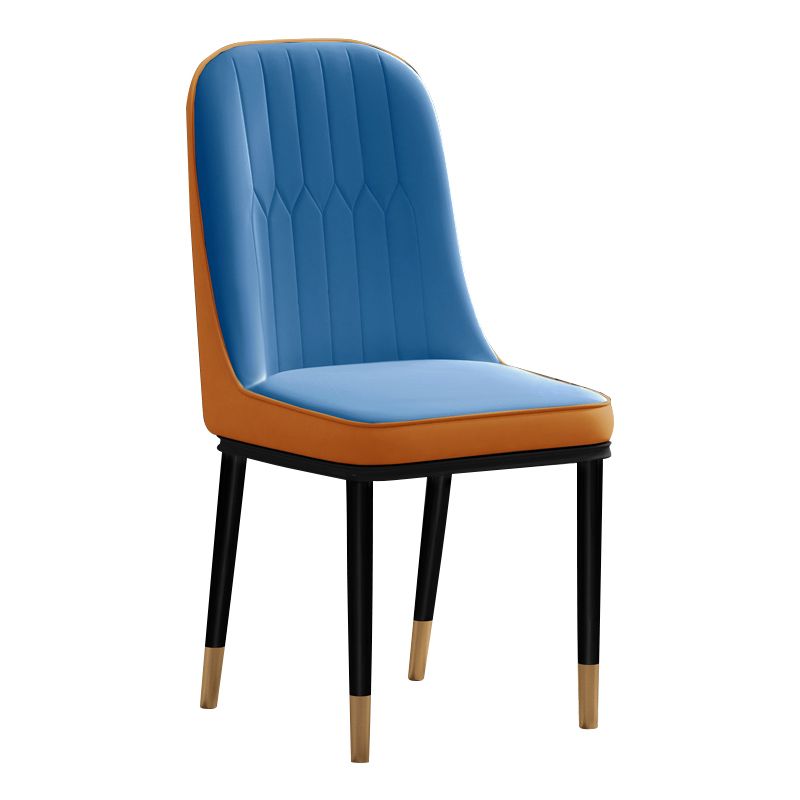 Scandinavian Style Dining Chair Metal Dining Room Solid Back Cushioned Chair Clearhalo ' kitchen&dining_furn' 'Dining Chairs' 'Dining Tables & Seating' 'dining_chair' 'furn' 'furn_dining_chair' 'Furniture' 'furniture_dining_chair' 'Kitchen & Dining Furniture' 'kitchen' 1200x1200_f1cc0f66-4919-427c-864c-d85f64f5ec37