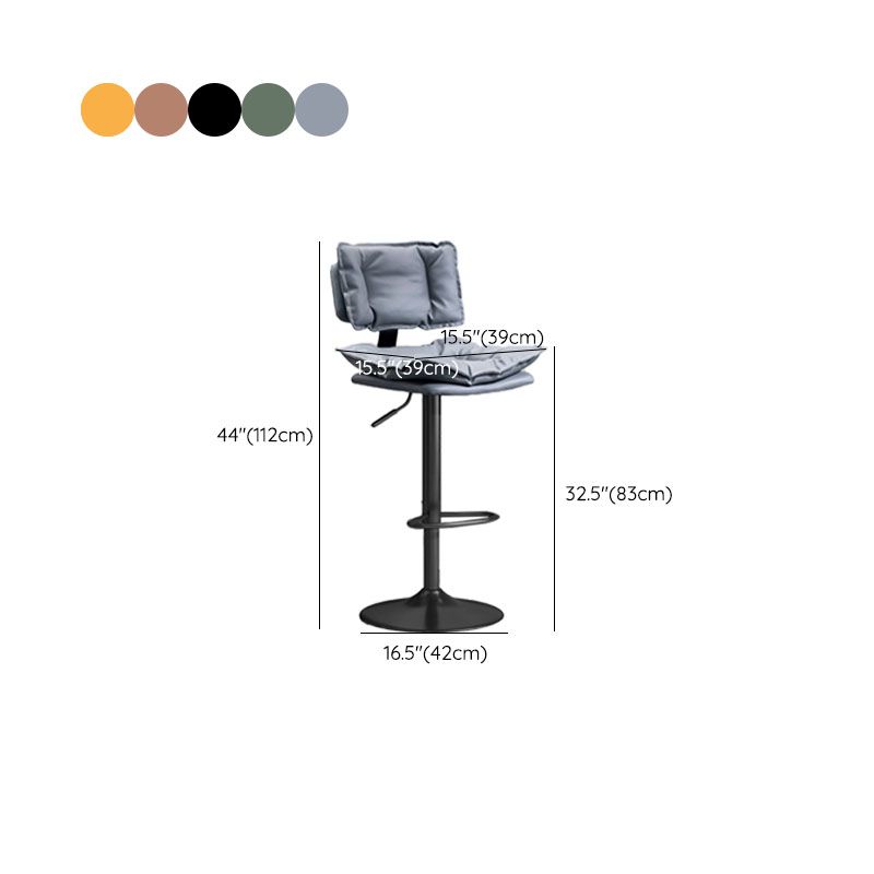 Glam Style Faux Leather Bar Stools Swivel Adjustable Height Bar Stool with Black Base Clearhalo 'Bar Furniture' 'Bar Stools' 'bar_stools' 'furn' 'furn_bar_stools' 'Furniture' 'Kitchen & Dining Furniture' 1200x1200_f1cd12d8-d674-48c9-ab52-c872b7eac565